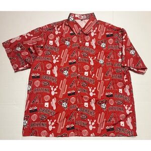 Arizona Diamondbacks MLB Tyson Mens XL Red Cactus All Over Print Button Up Shirt